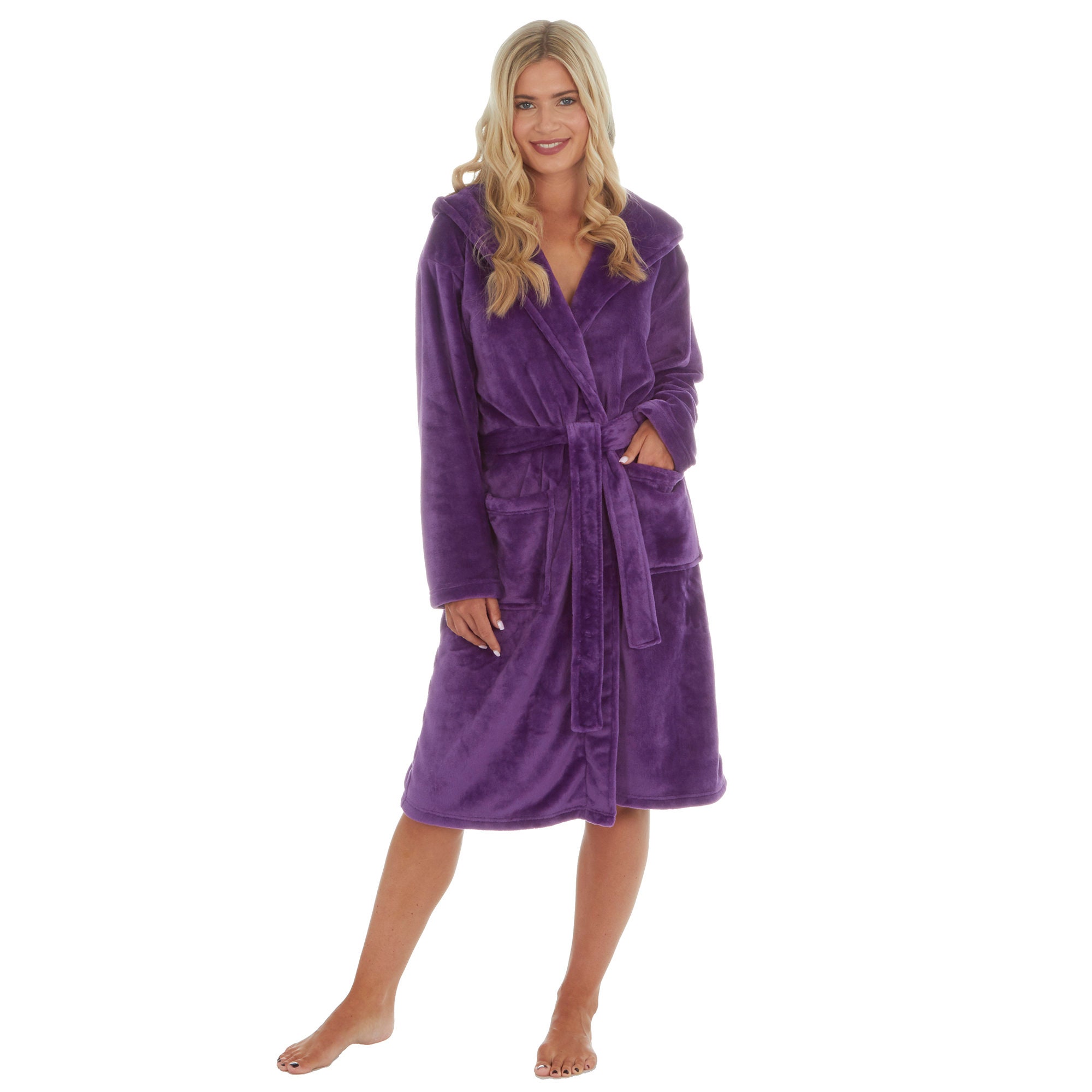 Ladies Personalised Hooded Fleece Bathrobes S M L XL Etsy UK