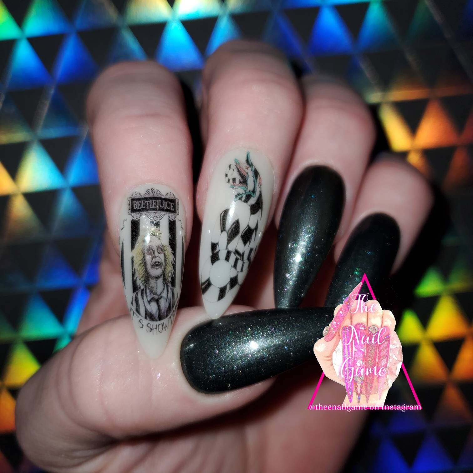 Beetlejuice Gel Press On Nails Medium | Etsy