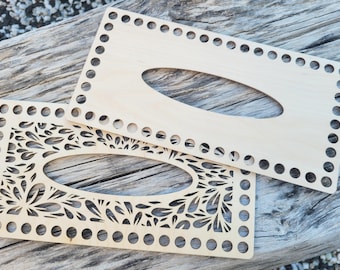 Wooden base for DIY tissue box | Crochet base made of birch plywood | Craft tissue box storage box