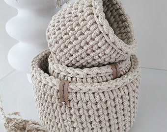 Häkelkörbe 3er Set gehäkelte Körbe Aufbewahrungskörbe individuelle Geschenk Dekoration Handarbeit knitting