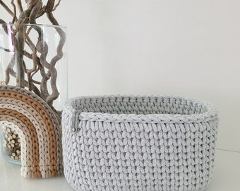 Häkelkorb ovales gehäkeltes Korb Aufbewahrungskorb knitting  Dekoration Handarbeit häkeln Baumwollkordel tolle GESCHENKIDEE