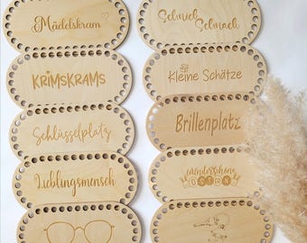 Base in legno per cestini all'uncinetto | con incisione | varie misure e motivi