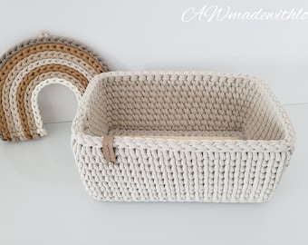 Crochet basket crocheted basket wooden floor storage basket utensil basket decoration crochet gift idea Christmas