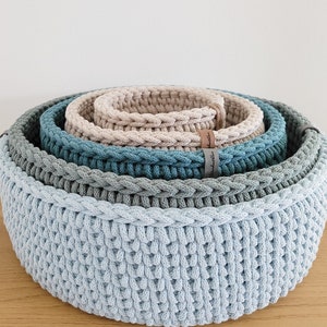 Crochet basket with wooden base storage basket crocheted basket utensil basket decoration crochet gift idea image 5