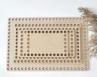 Wooden base for crochet baskets – rectangular, made of birch, for 5 mm yarn & textile yarn, DIY basket base