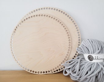Wooden base for jumbo 9 mm yarn with extra large holes crochet basket base ROUND wooden plate crochet Christmas gift cotton cord birch wood