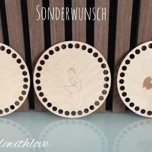 Holzboden für Häkelkörbe Korb Boden RUND Holzplatte häkeln GeschenkTextilgarn Baumwollkordel Handarbeit Dekoration Holz Birke Bild 5