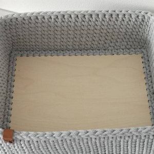 Holzboden für Häkelkörbe RECHTECKIG Körbe Baumwollkordel crochet knitting Holz gehäkelter Korb individuelle Geschenke Bild 8