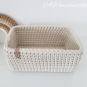 Crochet basket with wooden base storage basket crocheted basket utensil basket decoration crochet gift idea image 1