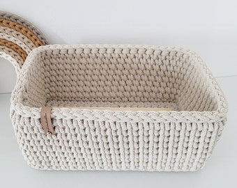 Crochet basket with wooden base storage basket crocheted basket utensil basket decoration crochet gift idea