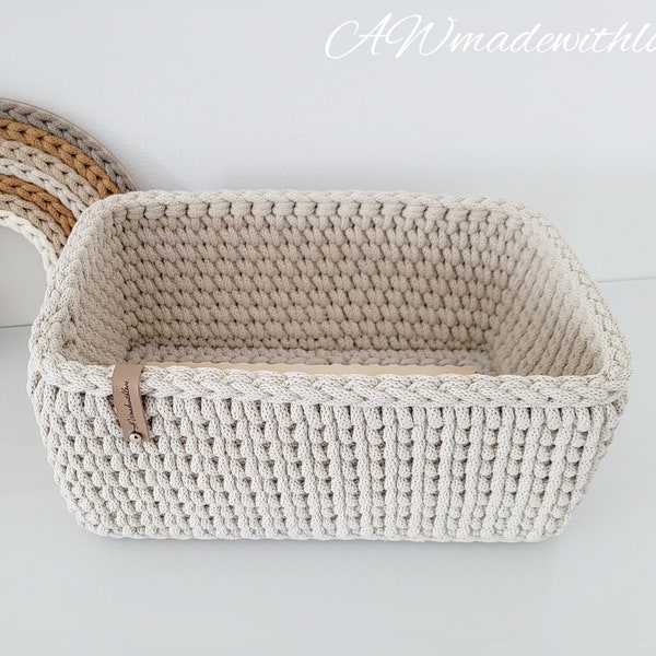 Panier au crochet avec socle en bois panier de rangement panier au crochet panier à ustensiles décoration crochet idée cadeau