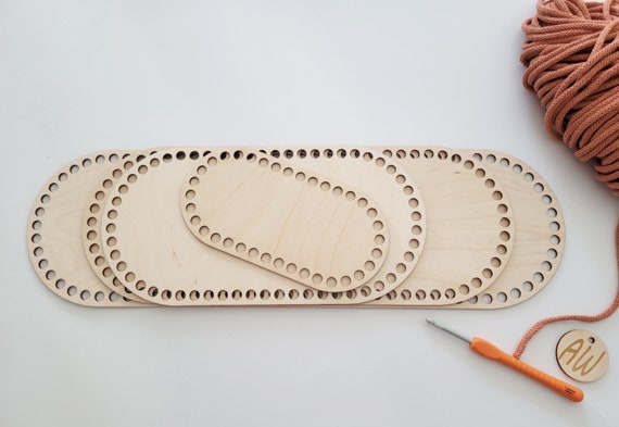 Holzboden in Baguette-Form aus Birkenholz – Bodenplatte für Häkeln-Körbe, DIY Basteln, Aufbewahrung & Deko
