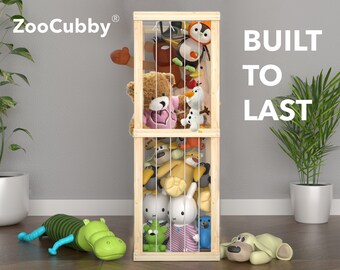 ZooCubby® Stuffed Animal Zoo Storage Cage, Plush Toy Storage Organizer - Zoo Cage for Stuffed Animal Storage (Birch Wood)