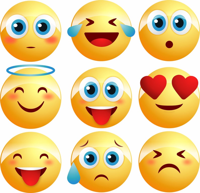 Set of 9 3 Emoji Vinyl Sticker Decal Emoticon Etsy