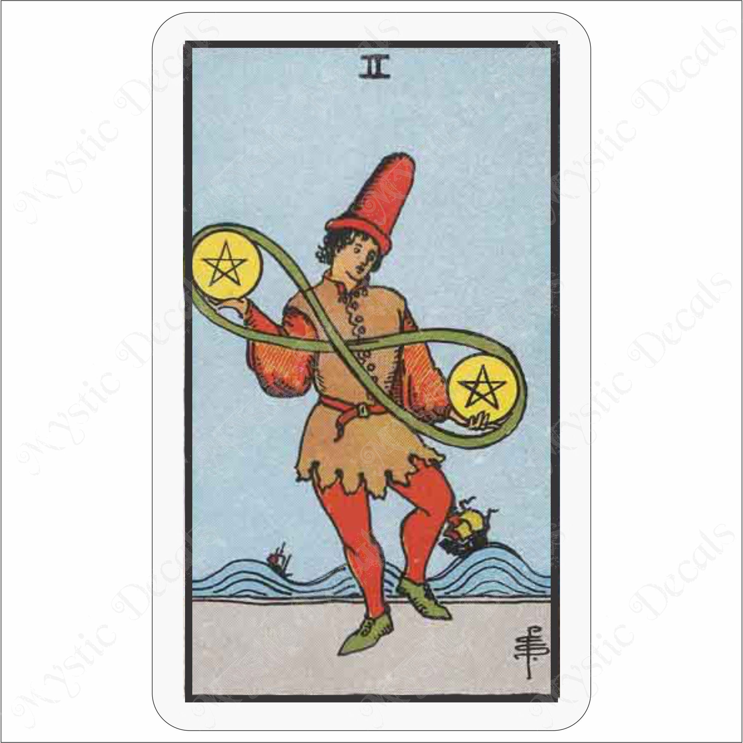 Two of Pentacles Tarot Card Vinyl Sticker Decal Full - Etsy