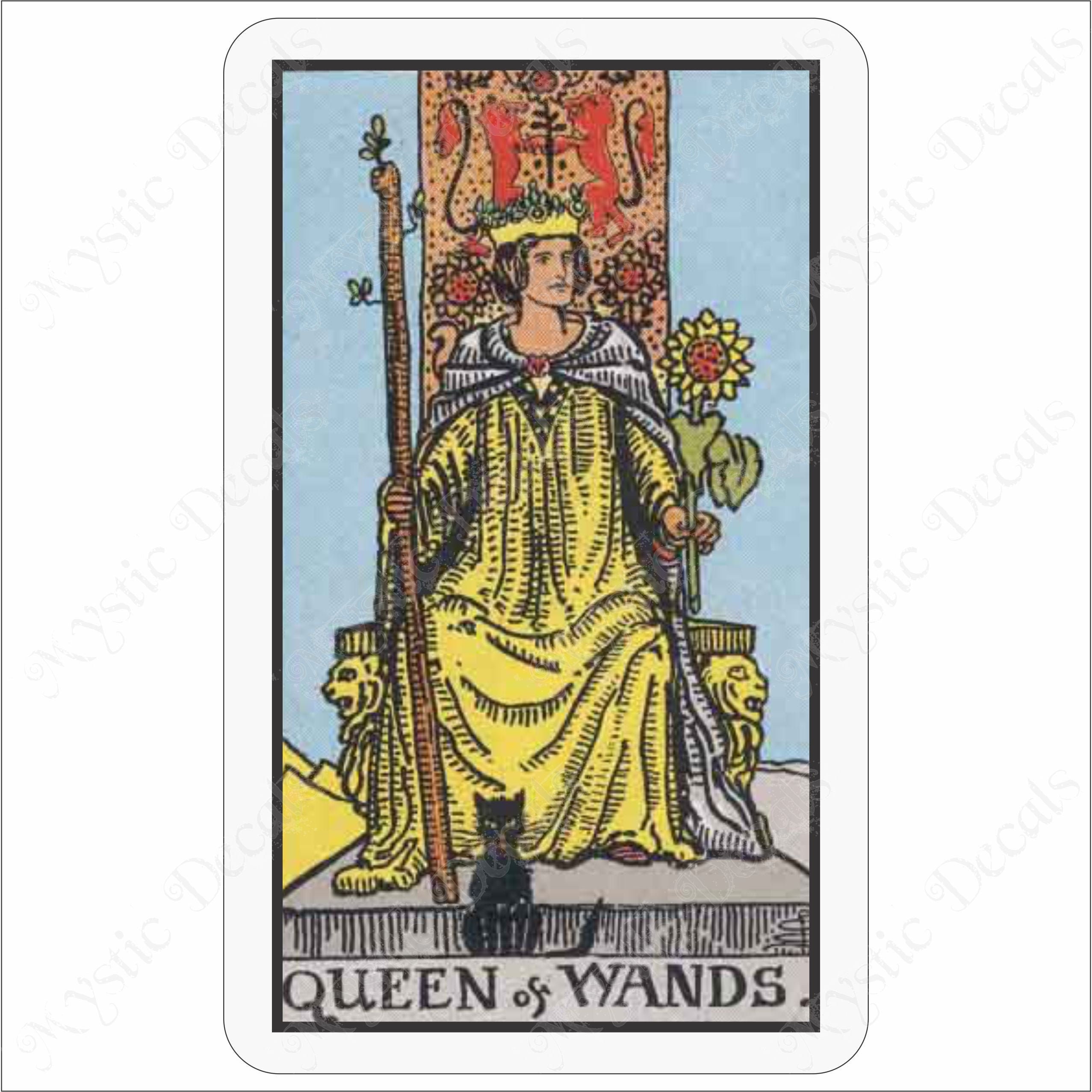 Queen of Wands Tarot Card Vinyl Sticker Decal Full Color Etsy
