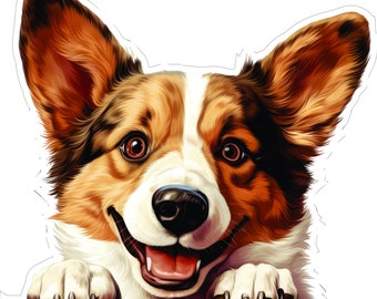 Cardigan Welsh Corgi - chien furtif - sticker vinyle - race de chien coupe cad