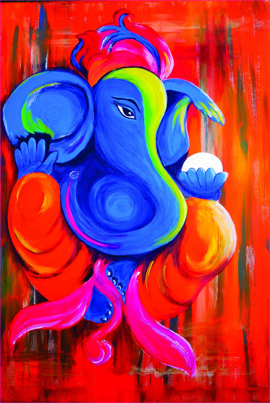 Ganesha Hindu Deity Vinyl Decal - Removable Car Sticker For Luck & Success (White, 5.3x7.87 Inch)