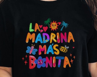 La Madrina Mas Bonita Shirt, Custom Madrina Godparent Gift, Gift for Madrina, Shirt for Latinas, Mother's Day Gift, Godparent Proposal