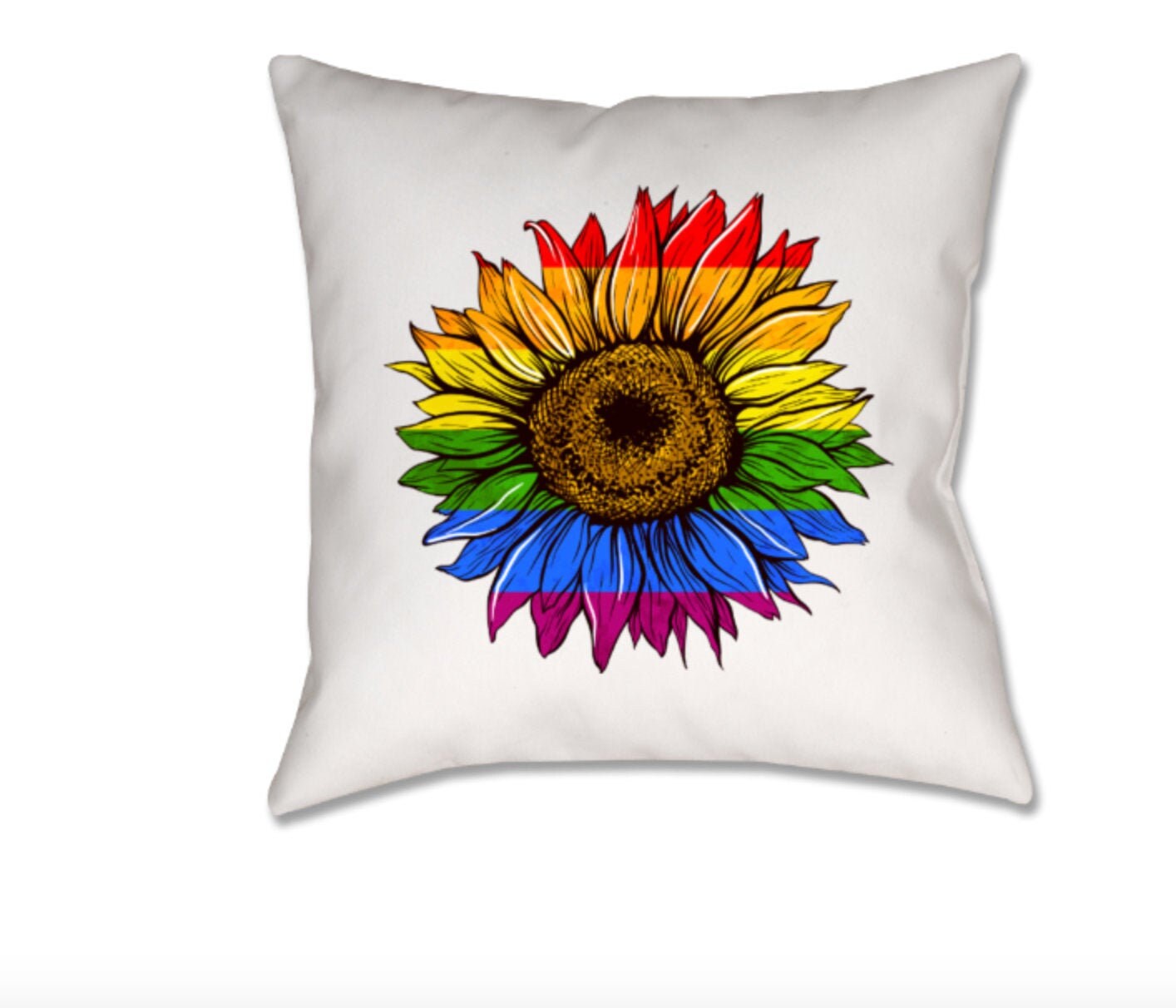 Rainbow Sunflower Pride Pillow 16x16 Etsy