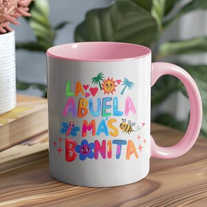La Abuela Mas Bonita Mug, Mother's Day Gift, Gift for Moms, Cute Gift for Grandma, Dia de las Madres, Regalos para mama, regalo para abuela Pink