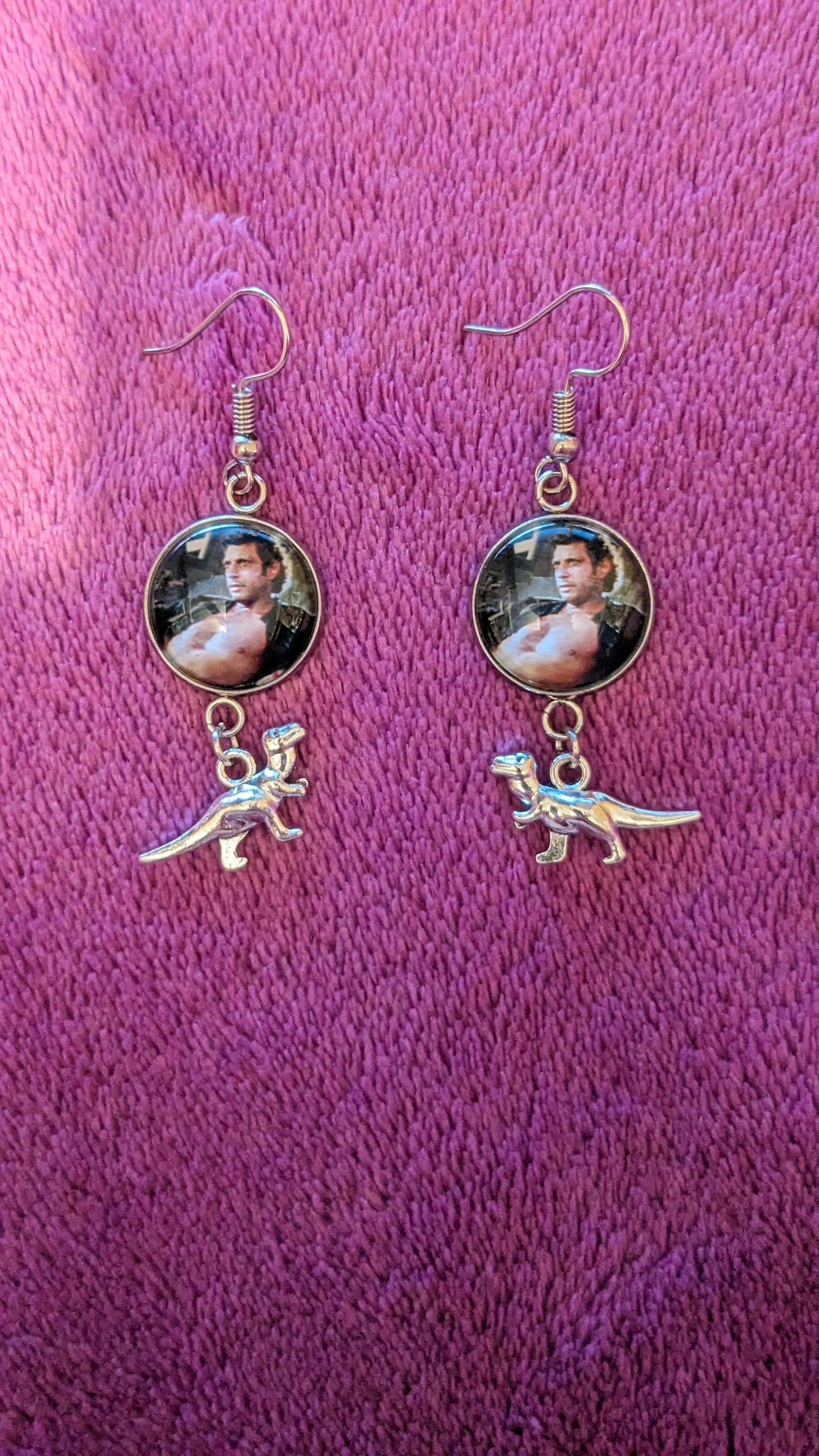 Jurassic Park Dr. Ian Malcolm Fun Dinosaur Earrings