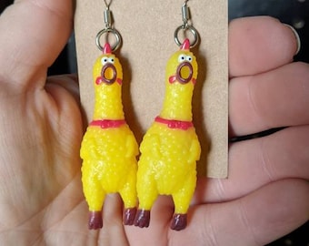 Rubber chicken earrings