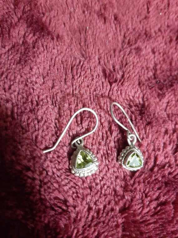 Vintage silver earrings with green stone