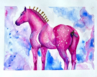 Percheron aquarel/paardensport schilderij