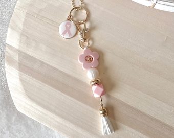 Breast Cancer Awareness Keychain|Silicone Bead Keychain|Bag Charm|Car Hanger|Diaper Bag|Backpack Tag