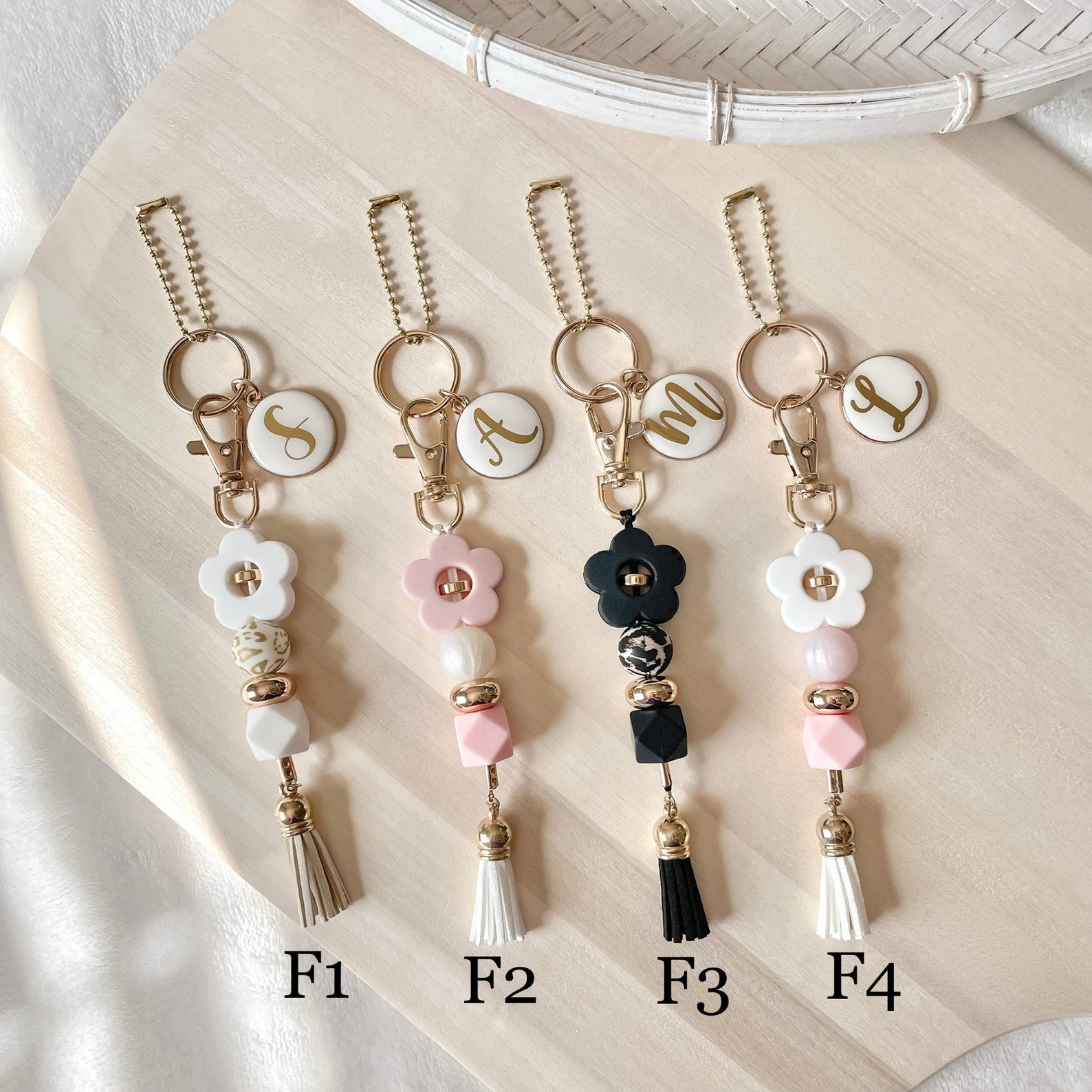 Initial K Silicone Bead Bracelet Keychain – Stretchy Wristlet For Car & House Keys