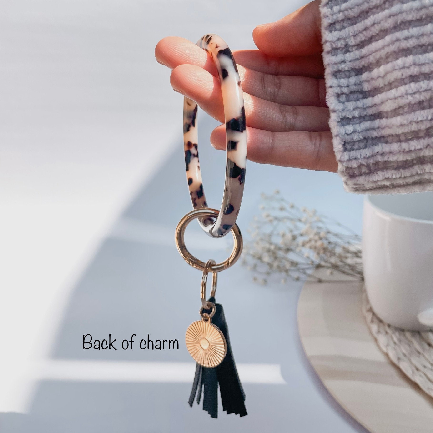 Ivory Keychain Personalized Acetate Wristlet Keychain in Ivory Tortoise - Etsy