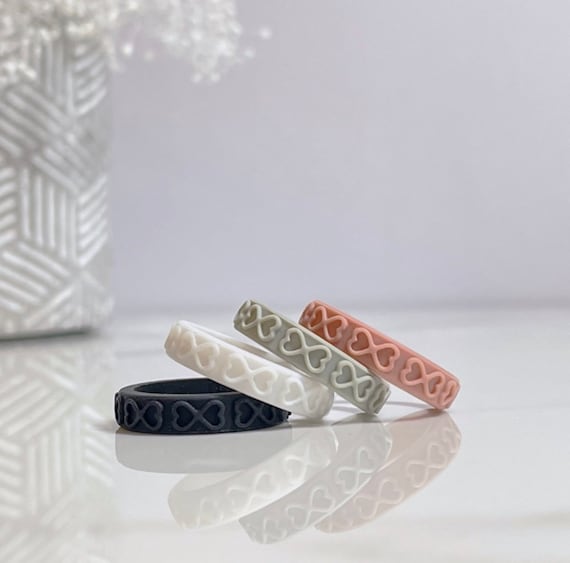 4 pack Multiple Colors Silicone Rings for Women Infinity Love