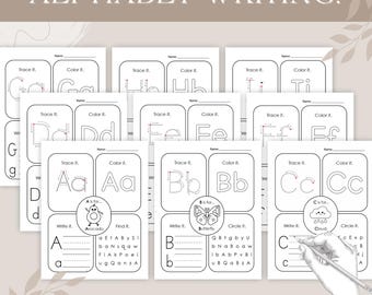 Alphabet Letter Practice Worksheets – Writing, Tracing, Coloring & Letter Recognition | Educational Handouts for Kids | Printable PDF
