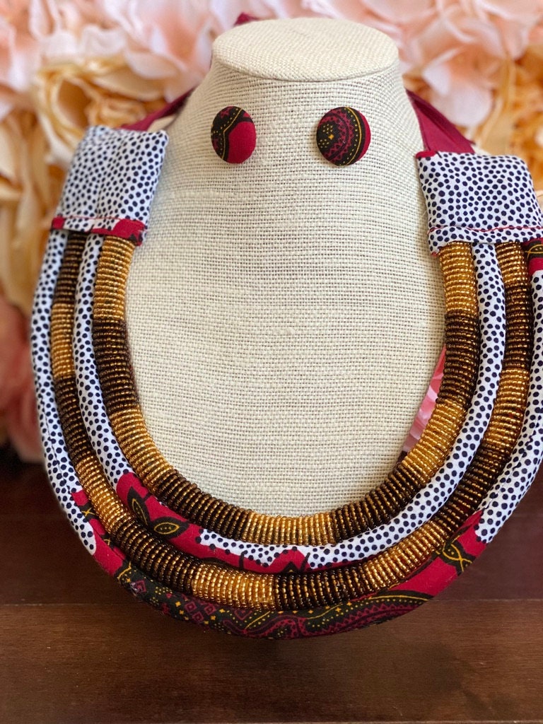 Oversized African Fabric Necklacecolorful and Universal. Boho Etsy