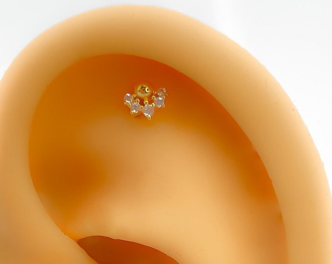 Flat back helix #124 925 silver gold plated mini tiny small piercing minimalist conch