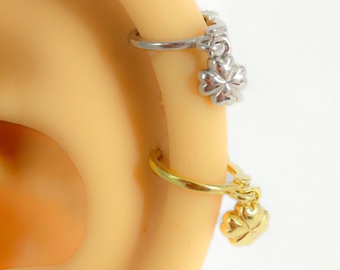 Piercing 925 silver gold-plated Lucky hoop No. 109 helix cloverleaf