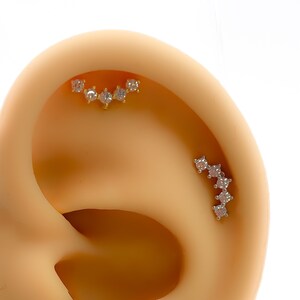 Flat back Helix #213 925 silber vergoldet bogen strass  piercing tragus knorpel