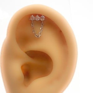 Piercing 925 Silber vergoldet #297 kette Strass Knorpel