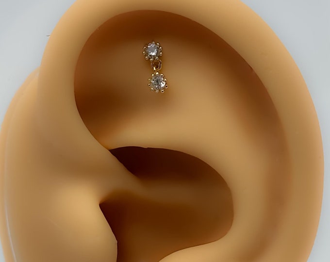 Piercing #269 Helix 925 Silver Gold Plated Cartilage Stud