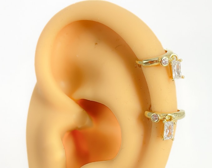 Hoop helix #214 creole piercing 925 silver gold plated cubic zirconia mini tiny round rhinestone boho vintage septum