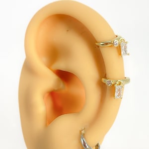 Hoop helix #214 creole piercing 925 Silber vergoldet cubic zirconia mini tiny rund Strass boho vintage septum