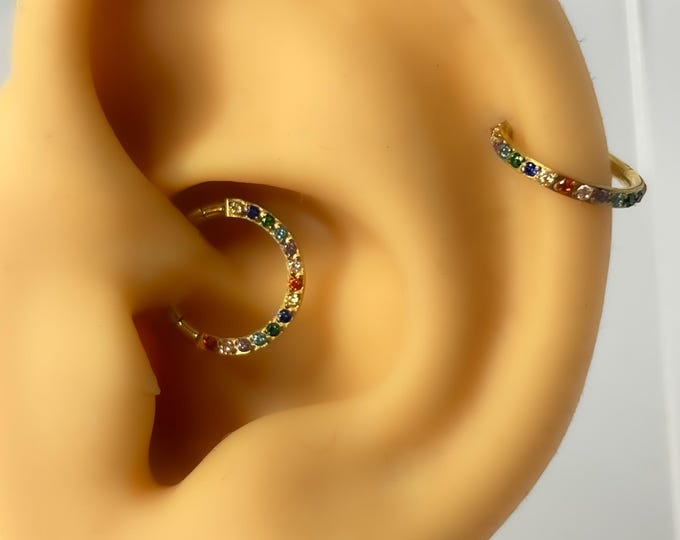 Ring hoop piercing #95 surgical steel bicolor Daith helix septum ear nose clicker