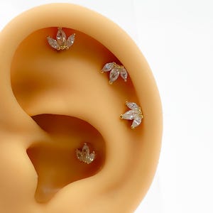 Piercing lotus  316 chirurgen Stahl Vergoldet Nr.195 flat back helix labret