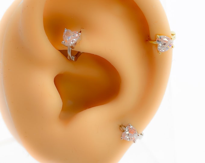 piercing #319 rhinestone 925 silver or gold plated tiny hoop cartilage earrings jewelry