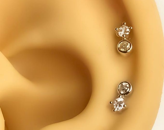 Piercing No. 90 Helix 925 Silver Gold Plated Minimalist