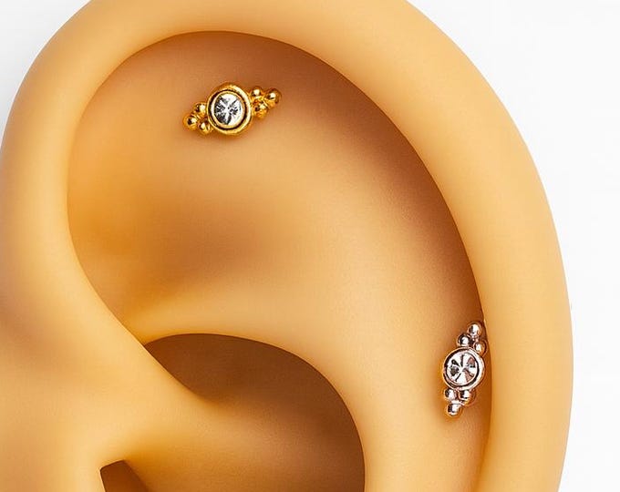Piercing No. 91 Helix 925 Silver Gold Plated Minimalist