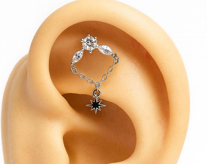 Piercing no. 332 helix 925 silver gold plated chain boho