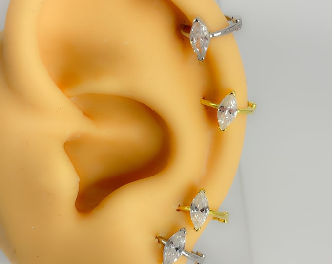 Piercing hoop 925 silver gold plated #243 cartilage ring cubic zirconia rhinestone helix