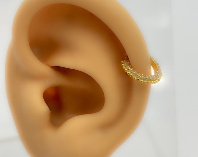 Daith Piercing #324 hoop 925 silver gold plated rhinestone rook BOHO branch barbell helix ear clicker